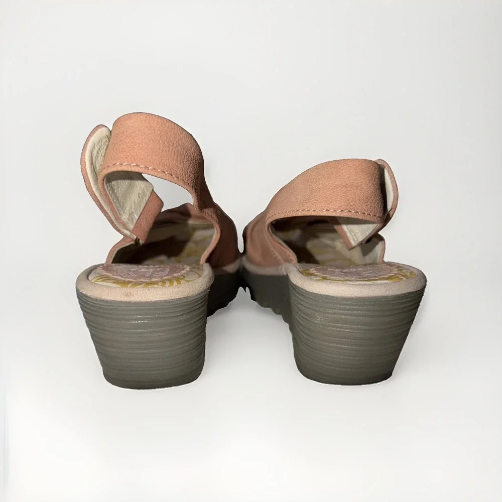 Fly London Yakin Leather Slingback Wedge Sandals Size 37 / 6.5-7 M   MSRP $176
